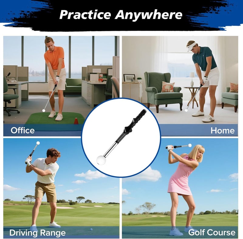 KALAUTO Telescopic Club, Retractable Golf Swing Training Aid with Golf Grip Trainer,Practice Golf Stick & Golf Swing Trainer for Warm-up/Indoor Practice/Strength & Tempo Training - Image 4